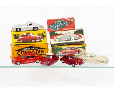 Quiralu Reissues, Mercedes 300SL (2), first silver body, second beige body, Vespa 400, red body, white roof, Porsche Coupe, r