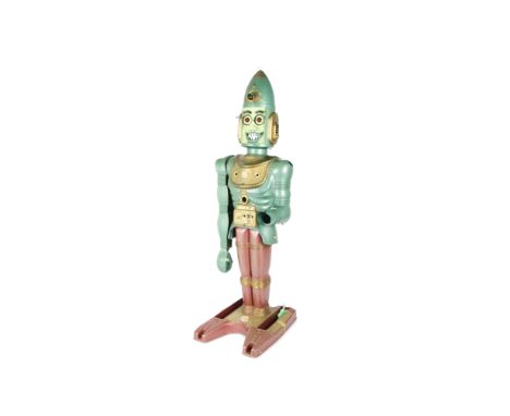 A Marx Toys Big Loo Giant Moon Robot, c.1963, large plastic robot, approx 950mm in height, with sight scope, flashing battery