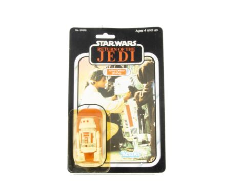 Vintage Star Wars Kenner ROTJ R5-D4 Action Figure, on punched 77 back card, figure E, bubble VG, discoloured, card VG-E