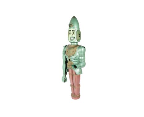 A Marx Toys Big Loo Giant Moon Robot, c.1963, large plastic robot, approx 950mm in height, P, heavily damaged, lacks base, cr