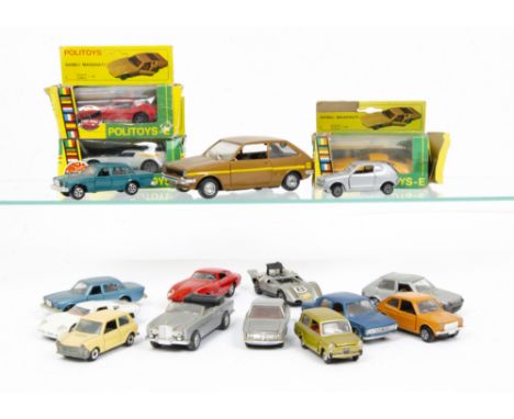 Politoys Diecast, E25 Osi Bisiluro Silver Fox, Art.591 Ghibli Maserati (2), in original boxes, loose EL57 Volvo 164-E (2), No