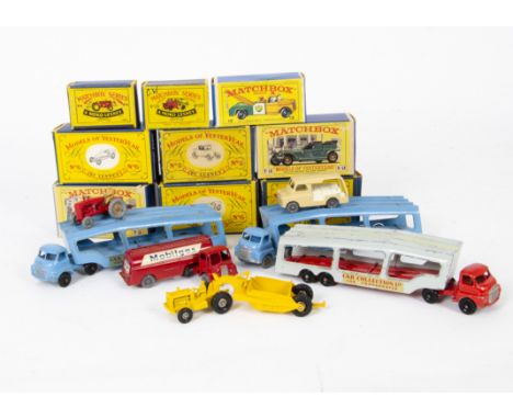 Matchbox, including 1-75 Series 4b Massey-Harris Tractor, 29 Bedford Milk Delivery Truck, 13 Dodge Wreck Truck, MOY (6), in o