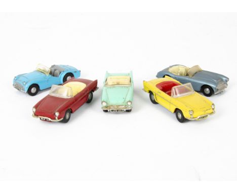 Tri-ang Spot-On Cabriolets, No.166 Renault Floride (2), first yellow body, red interior, second red body, off-white interior,