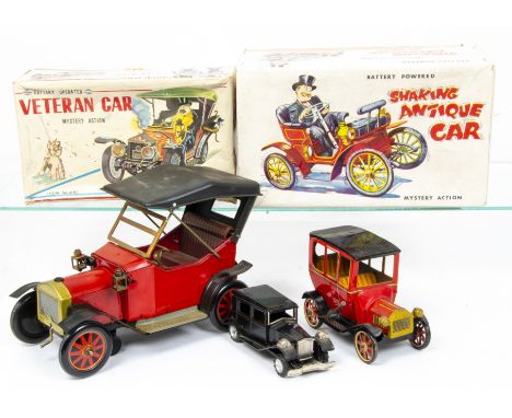 A Nomura (T.N Japan) Tinplate Battery-Operated Shaking Antique Car, tinplate battery operated Yonezawa Veteran Car, in origin