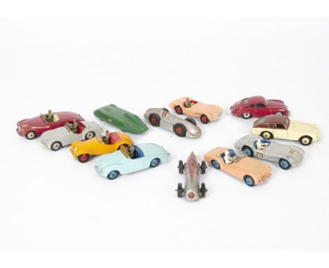 Dinky Toy Racing &amp; Touring Cars, including 101 Sunbeam Alpine (2), first cerise body, second light blue body, 102 MG Midg