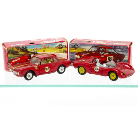 Mercury Art.45 Dino Sport 206, red body and interior, RN186, driver, yellow plastic hubs, Art.51 Lancia Fulvia HF Coupe, red 