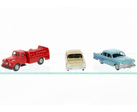 Micro Models Australia, G/40 Chrysler, turquoise body, blue flash, silver trim, G/41 Vauxhall, gold body, silver trim, Intern