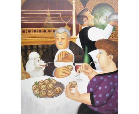 Beryl Cook (British b.1926-2008) -&nbsp; Dining In Paris - A 2001 signed print in colours published by Alexander Gallery Publ