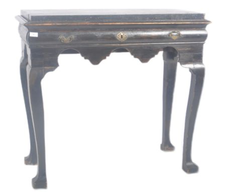 An 18th Century George III ebonised painted side table hall table console table. Faux marble top with single drawer to the fr