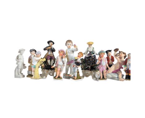 A large collection of 19th century Victorian and later porcelain and bisque figurines to include Sitzendorf, Meissen and Dres