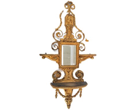 A 19th century Victorian in the style of Robert Adam giltwood mirror. Of neoclassical style with a small centralised rectangu