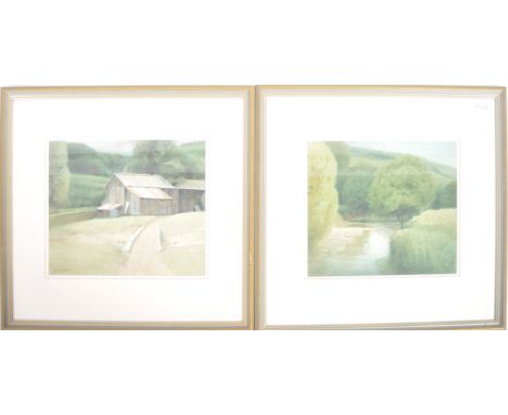 Kevin Hughes R. I. (b. 1947). A pair of watercolour paintings, signed by the artist depicting Cotswold country scenes. Framed