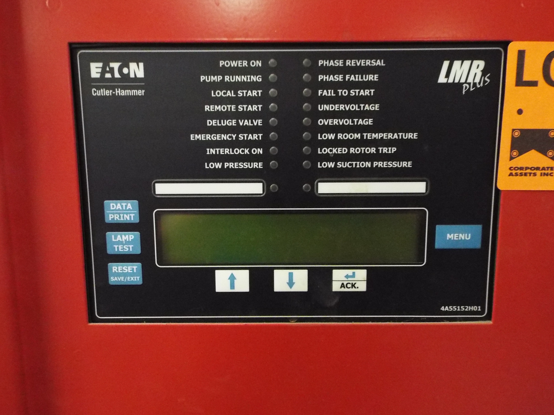 EATON CUTLERHAMMER ELECTRIC FIRE PUMP CONTROLLER WITH LMR PLUS DIGITAL