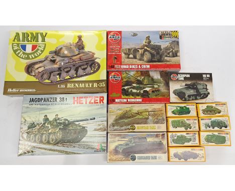 Airfix, Italeri &amp; Heller, Tank &amp; related Model Kits, a boxed Military group. &nbsp;Includes Matilda &lsquo;Hedgehog&r
