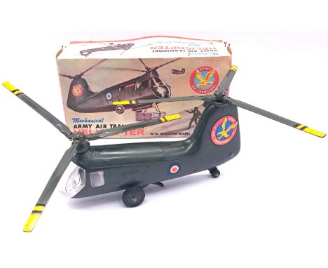 Marx Toys (Hong Kong) "Mechanical Army Air Transport" Helicopter - scarce example circa 1960s with military green plastic bod