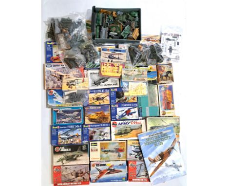 Revell, Airfix and similar, a large mixed boxed/bagged and unboxed/loose group of mixed scale plastic kits to include Airfix 