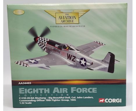 Corgi Aviation Archive Eighth Air Force AA34403 P-51D-20-NA Mustang &lsquo;Big Beautiful Doll, 1:32 scale, Aircraft, boxed.&n
