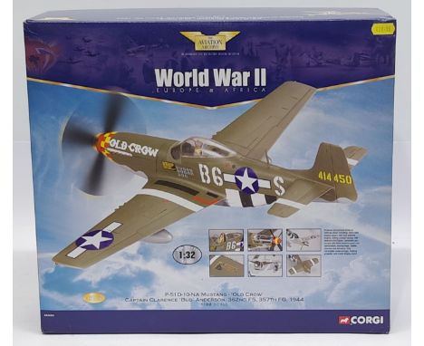 Corgi Aviation Archive World War II Europe &amp; Africa AA34402 P-51D-10-NA Mustang &lsquo;Old Crow&rsquo;, 1:32 scale, Aircr