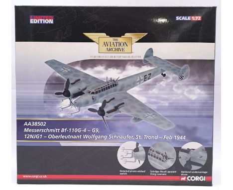 Corgi "Aviation Archive" a boxed 1/72 scale AA38502 Messerschmitt BF-110G-4-G9, 12NJG1 - Oberleutnant Wolfgang Schanaufer, St