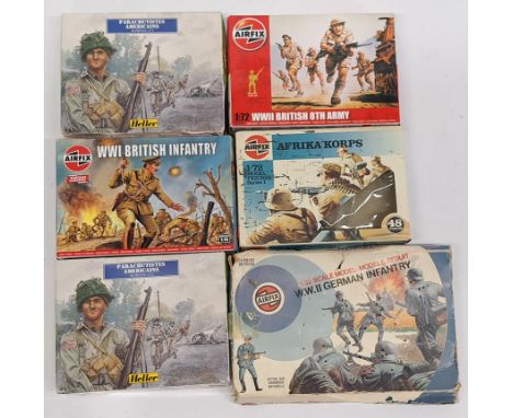 Airfix &amp; Heller. Military Model&nbsp;Figures, a boxed group. &nbsp;Consisting of WWII British 8th Army, Afrika Korps, WWI