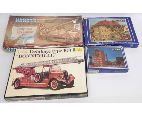 Heller, Pola &amp; similar, Model Kits, a Fire Engine &amp; Dwellings boxed group. &nbsp;Although unchecked for completeness 