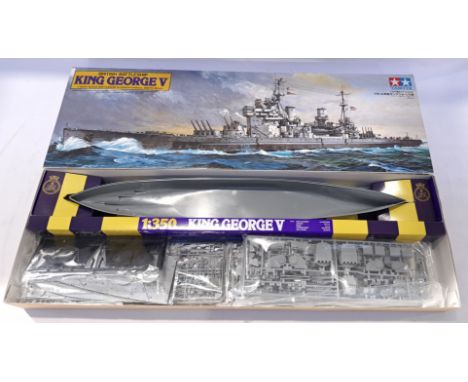Tamiya, a a boxed 1:350 Scale "King George V" Battle Ship No. 10 Model Kit. Although unchecked for completeness condition app