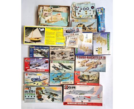 Monogram, Revell, Midwest Product, Airfix and similar a boxed/bagged plastic/wood kit group comprising of military and simila