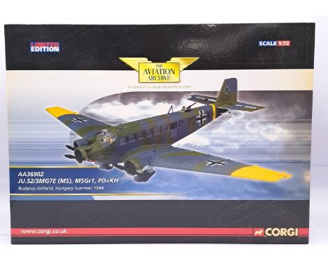 Corgi "Aviation Archive" a boxed 1:72 scale AA36902 (WW2 - Attack on the Reich) a JU.52/3MG7E (MS) MSGr1, PD+KH - Budaros Air