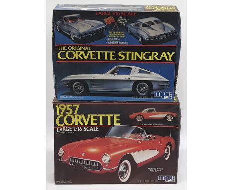 MPC, Model Kits, The Original Corvette Stingray &amp; 1957 Corvette, a 1:16 scale boxed pair. &nbsp;Although unchecked for co