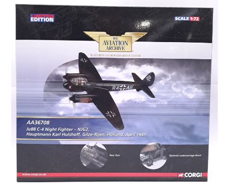 Corgi "Aviation Archive" a boxed 1/72 scale AA36708 Ju88 C-4 Night Fighter - NJG2, Hauptmann Karl Hulshoff, Gilze-Rijen, Holl