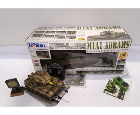 Hobby Engine, Red5 &amp; Walter Sons, a boxed and unboxed group of RC Tanks. Includes "M1A1 Abrams Battle Tank" with others. 