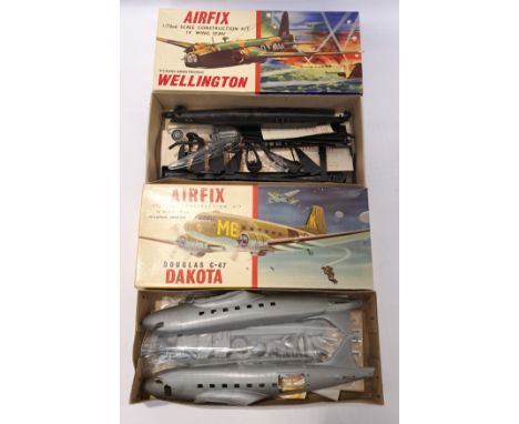 Airfix, a boxed group of 1:72 Scale Early Issue Unbuilt Military Aircraft which includes Douglas C-47 Dakota &amp; Vickers-Ar