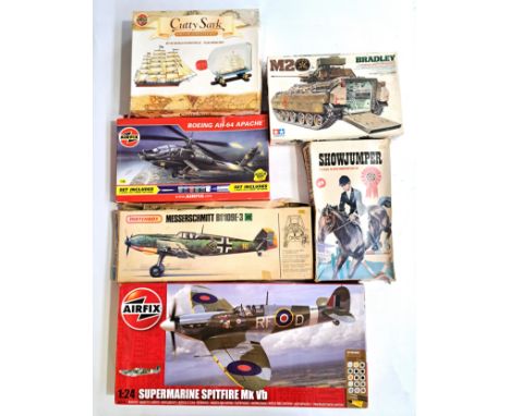Matchbox, Airfix &amp; Tamiya, a boxed group of mixed scale plastic kits comprising of military, sport and others to include 