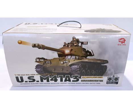 Heng Long, a boxed 1:16 Scale RC U.S. M41A3 Battle Tank. Although unchecked for completeness or if in working order condition