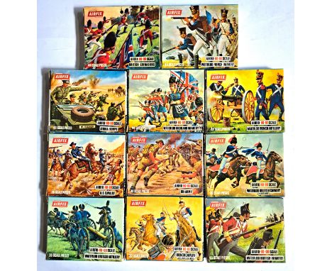 Airfix, a boxed group of HO/OO scale soldier sets to include Afrika Korps, Waterloo Highland Infantry, Waterloo French Infant