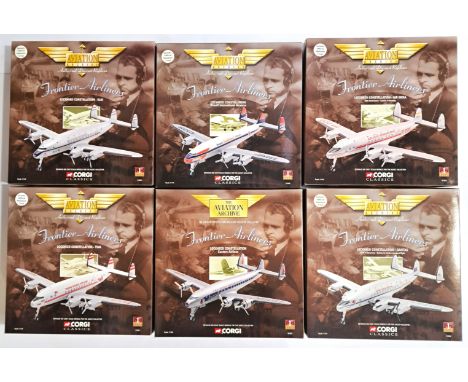 Corgi Aviation Archive boxed group of 1:144 scale (Frontier Airliners Series) to include AA47501 Lockheed Constellation "TWA"