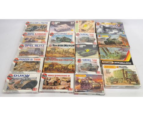 Airfix &amp; Matchbox, Model Kits, a boxed Tank &amp; related group.&nbsp; Includes Buffalo Amphibian and Jeep, Monty&rsquo;s