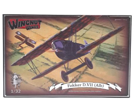 Wingnut Wings (New Zealand) a boxed 1:32 scale #32027 Fokker D.VII (A1b) Bi-plane which comes complete with information/instr