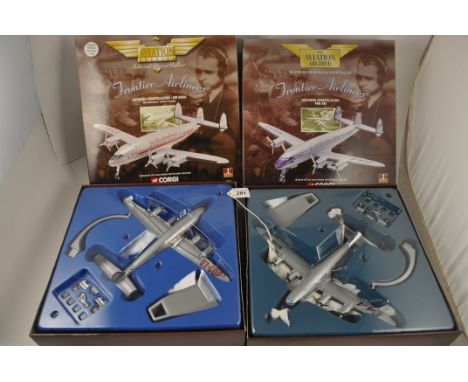 2 CORGI THE AVIATION ARCHIVE FRONTIER AIRLINERS 47508 LOCKHEED CONSTELLATION PAN AM AND 47503 LOCKHEED CONSTELLATION AIR INDI