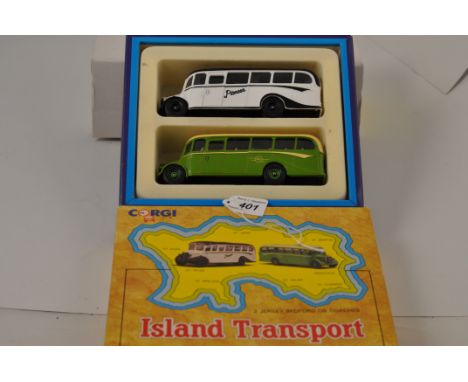 CORGI 97741 ISLAND TRANSPORT 2 JERSEY BEDFORD OB COACHES BOXED