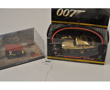 2 007 VEHICLES TO INCLUDE CORGI ASTON MARTIN DB5 AND OCTOPUSSY TUK TUK BOTH BOXED