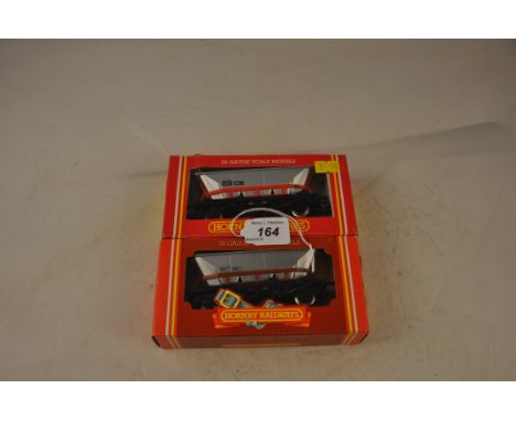2 HORNBY RAILWAYS 00 GAUGE MODELS R249 MGR HOPPER AND R238 MERRY GO ROUND HOPPER BOTH BOXED