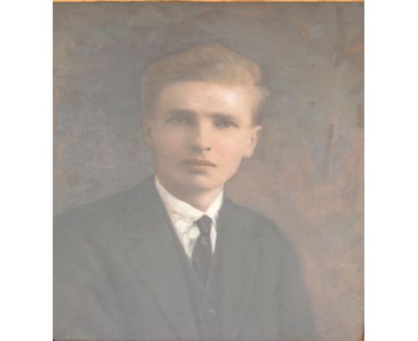 PORTRAIT OF A YOUNG GENTLEMANoverpainted portrait photograph, signed 'A.Gittleson', 36.4cm x 28.7cm 