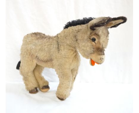 1960's STEIFF 'GRISSY' THE DONKEYwith small button to left ear, 46cm high and 43cm long