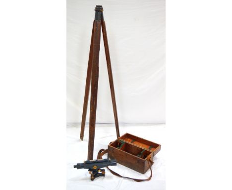 1950's 'STANLEY, LONDON' THEODOLITEnumbered '38492', with brass mounts, fitted pine carrying case (chalk marked to interior '