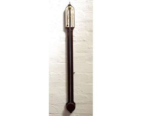 'F.C.O. COMITTI & SON LONDON' STICK BAROMETERwith a shaped ivorine scale and thermometer, 93cm high  