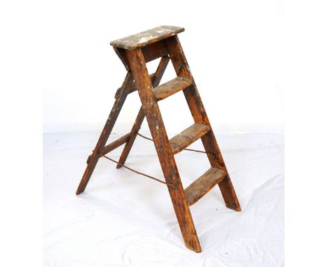 VINTAGE SET OF PINE FOLDING STEP LADDERSwith four steps, 92cm high