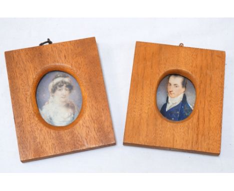 PAIR OF GEORGIAN OVAL PORTRAIT MINIATUREScirca 1820's, on ivory, one of Euphemia Murray 'The Flower of Strathmore' (1769-1845