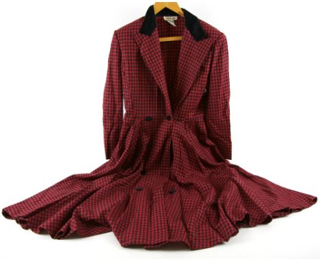 1970s vintage fashion Chiffon long sleeved dress in brightly coloured print, George teal Paris pink/black check long coat, Lo