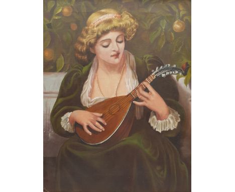 Cramp (19th century): Lady Playing a Lute, oil on canvas signed and dated 1884? 45cm x 35cm